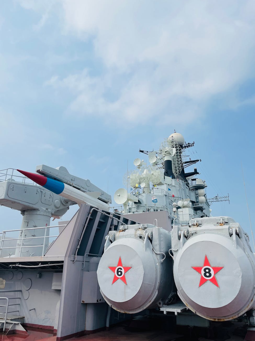 military ship under the blue sky