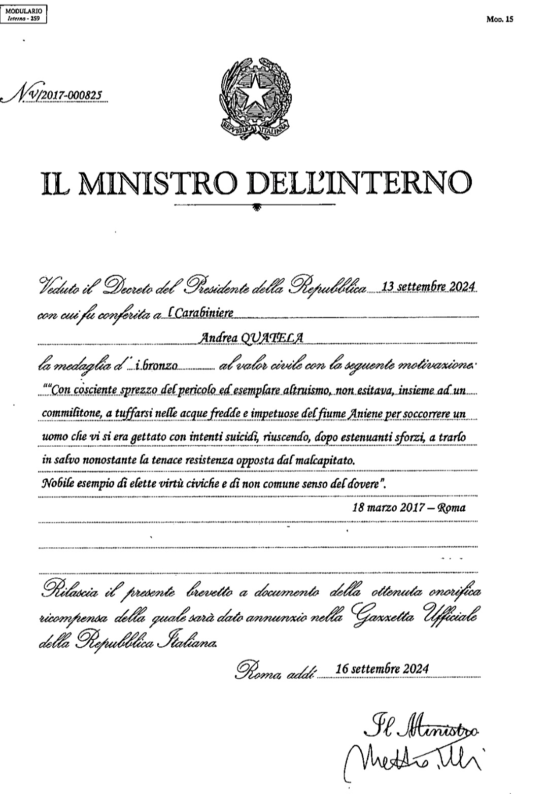 Un giusto tributo per un atto di valore 4 un giusto tributo per un atto di valore 3 Difesa Magazine