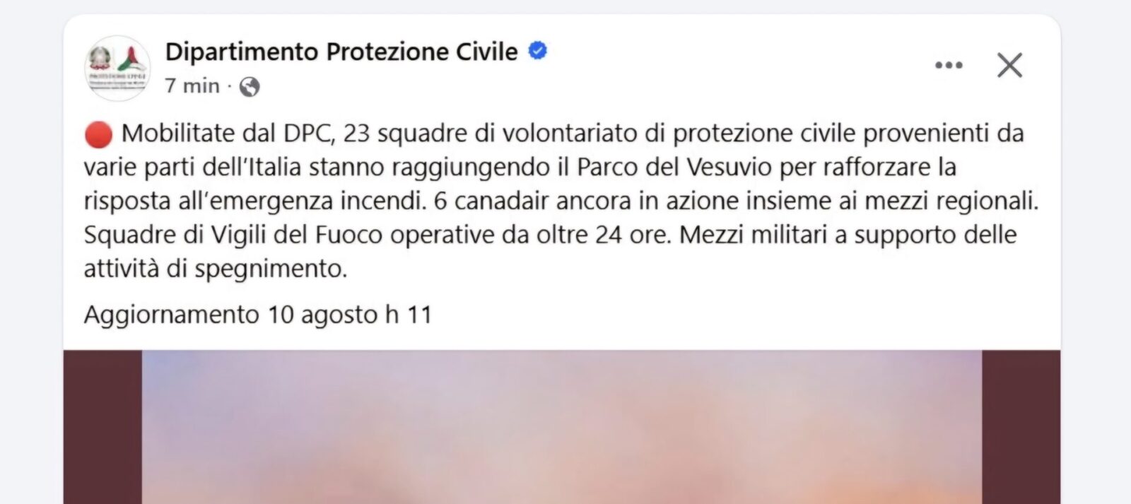 Protezione civile profilo social
