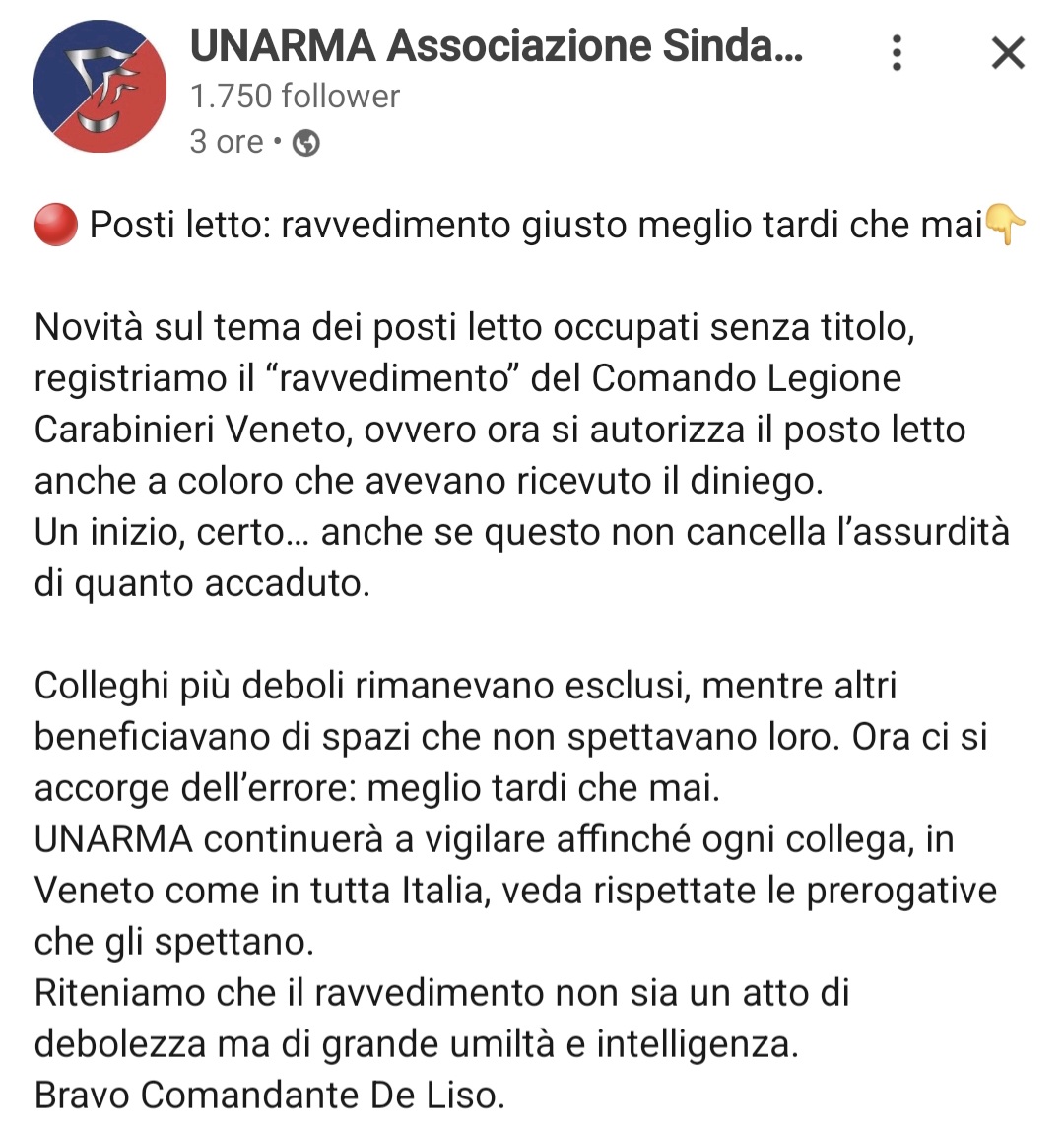 Carabinieri unarma veneto
