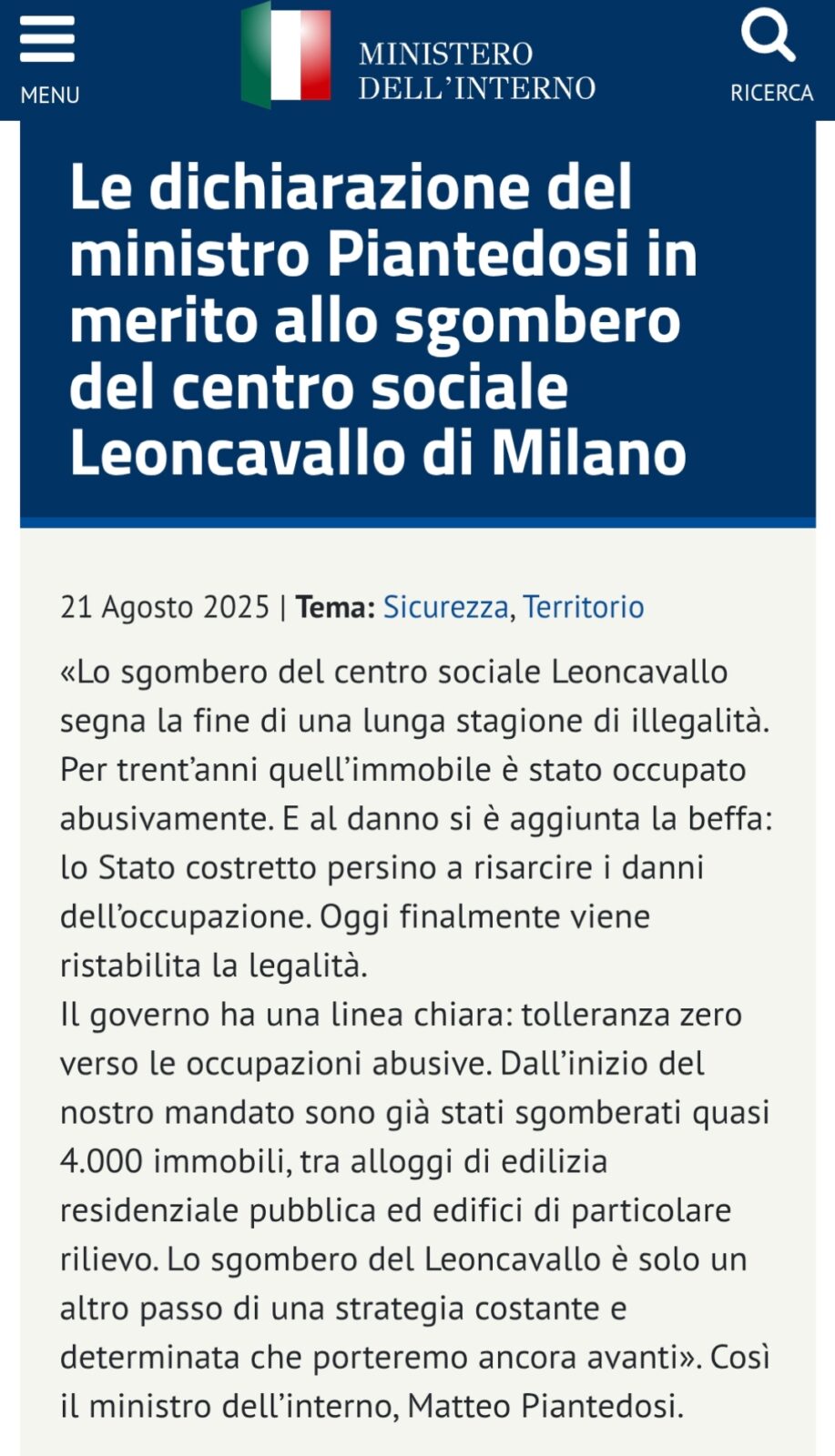 Leoncavallo, basta polemiche, guardando oltre 1 Leoncavallo dichiarazioni piantedosi